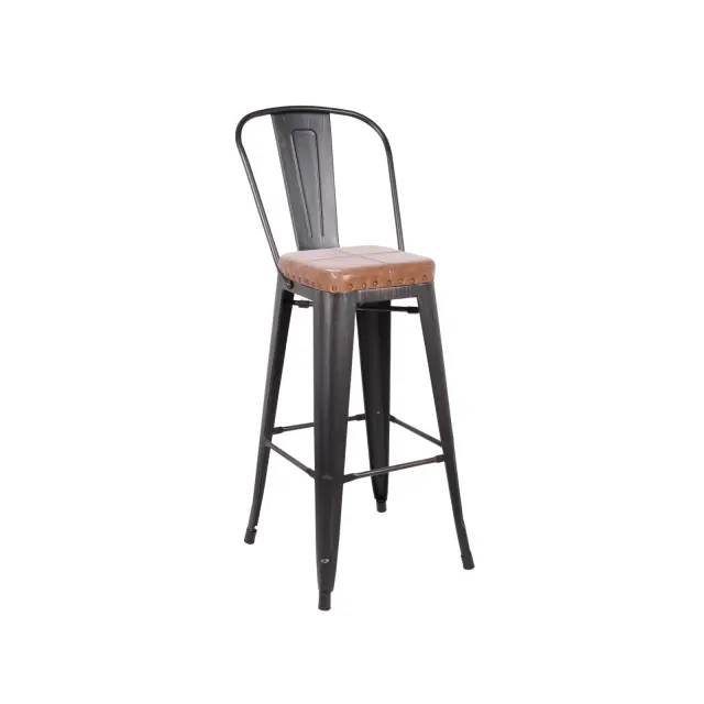 Σκαμπώ Bar RELIX Μέταλλο/PU Camel Antique 43x43x114cm