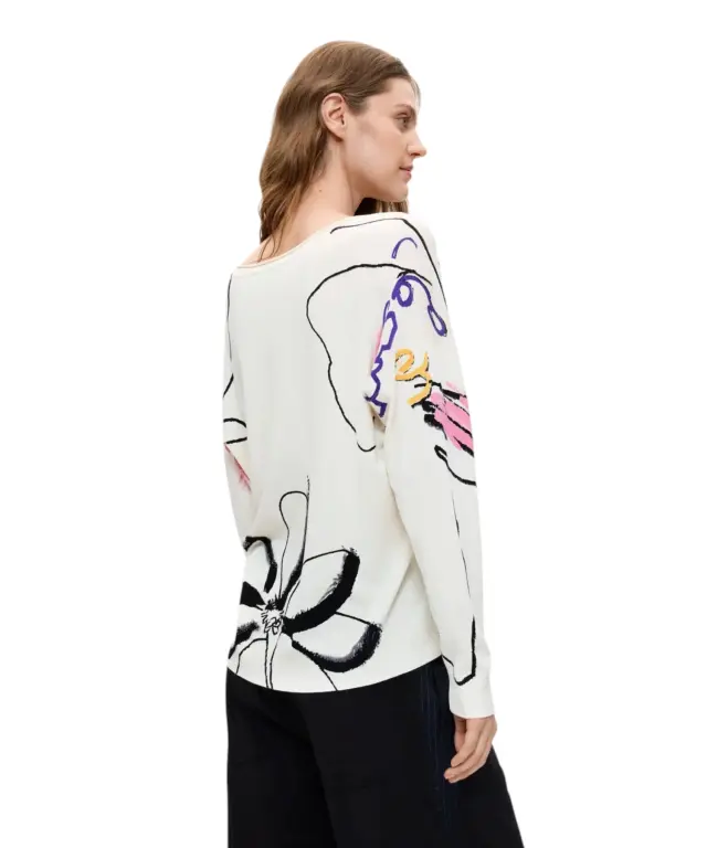 Desigual - Γυναικεία Μακρυμάνικη Πλεκτή Μπλούζα 26WWJF29-1022 Λευκό 2
