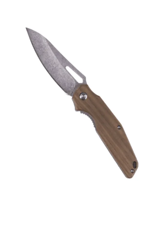 MIL-TEC Wood Folding Knife With Steel Blade -Πτυσσόμενο Μαχαίρι με Ξύλινη Λαβή και Ατσάλινη Λάμα - 03-Coyote-Καφέ