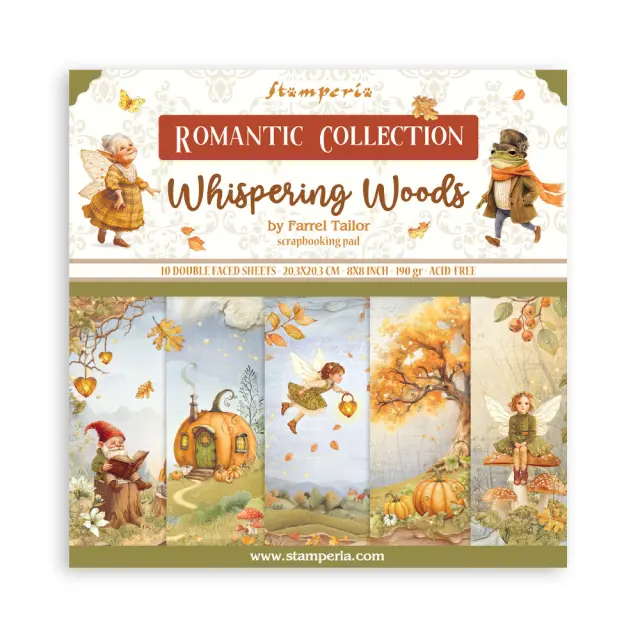 Χαρτιά scrapbooking 10τεμ, 20.3×20.3cm Stamperia, Whispering woods