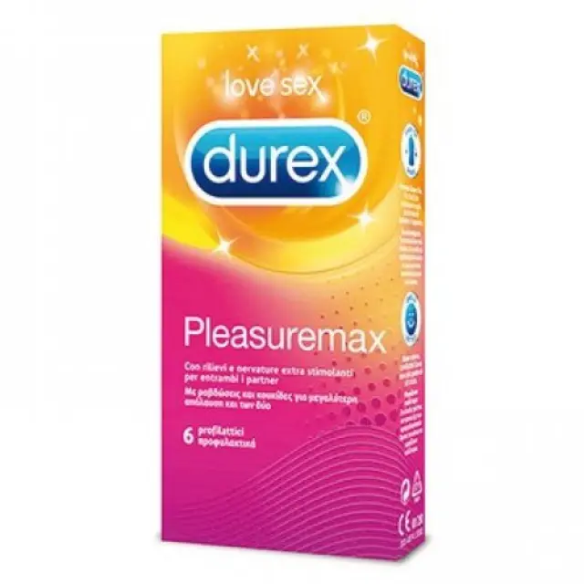 Durex Pleasuremax Προφυλακτικά με Ανάγλυφες Κουκίδες και Ραβδώσεις για Μεγαλύτερη Απόλαυση, 6τμχ 2