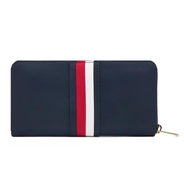 Tommy Hilfiger Γυναικείο Μεγάλο Πορτοφόλι TH Icon Large Zipa Around Nylon Corp Σκούρο Μπλε 2