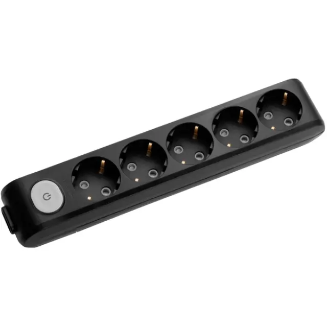 X-tendia Black Five Gang Socket Switch Earth CP