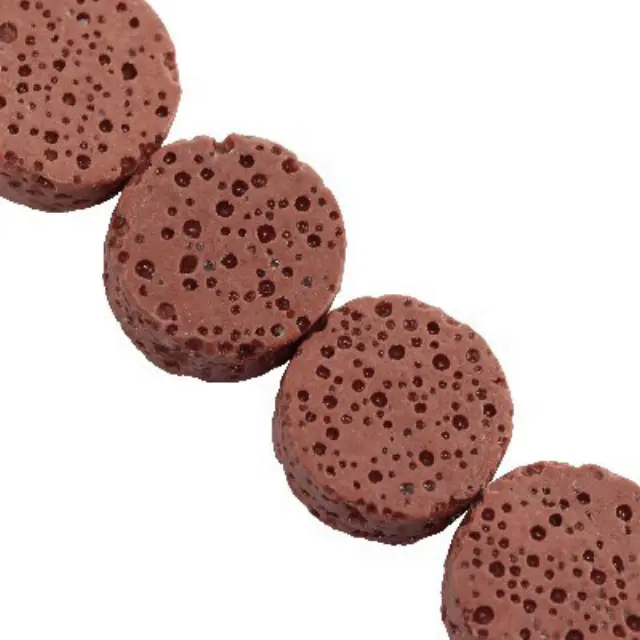 Χάντρα Dyed Red Lava Coins 15x8mm ~26τεμ