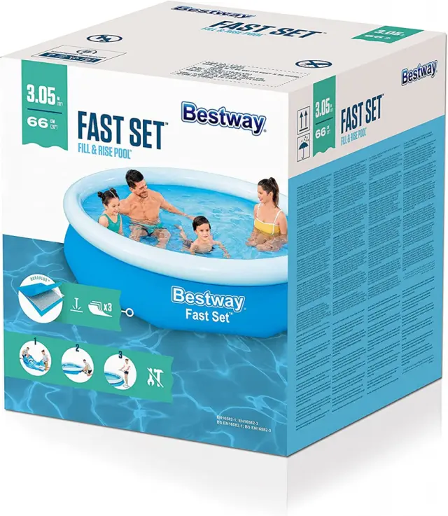 Bestway Στρογγυλή Πισίνα 3200lt Φουσκωτή 305x66εκ. Μπλε 57456 2