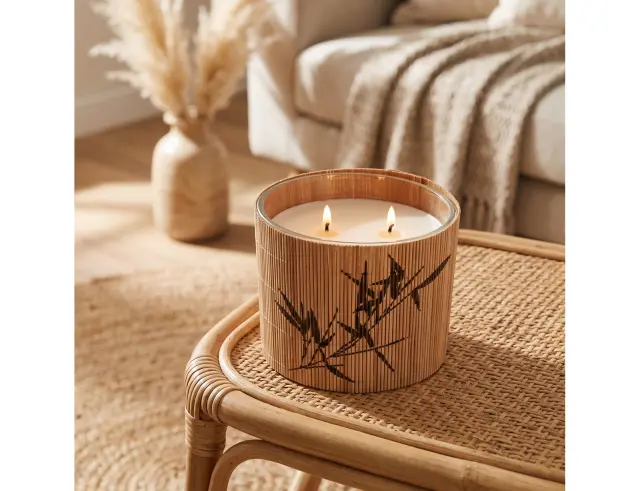 Αρωματικό Κερί CC5061730 Με περιτύλιξη Bamboo, 11 x 8cm Σε άρωμα Sandalwood CC5061730