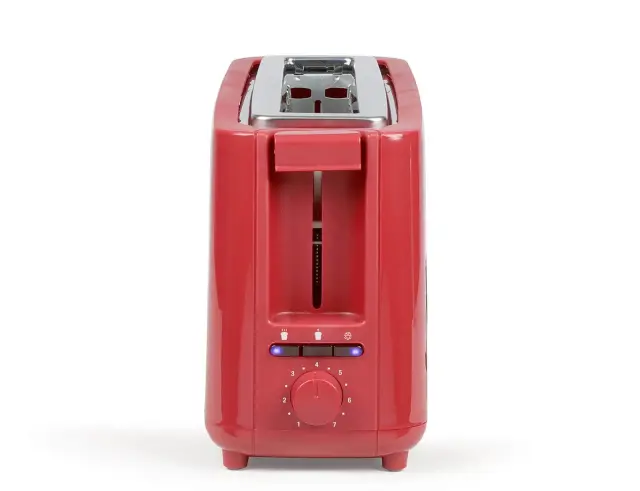 Φρυγανιέρα long slot Livoo DOD168RC με ισχύ 750W, λειτουργία ξεπαγώματος και χωρητικότητα 1 φέτα ψωμιού - Red chili DOD168RC