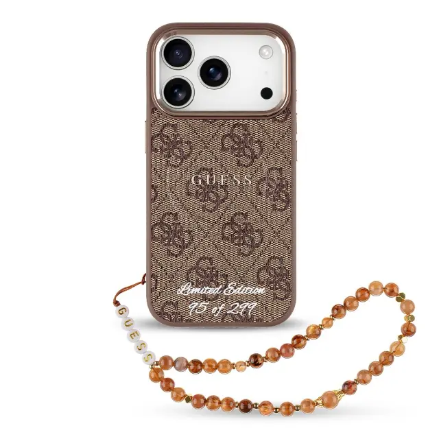 Guess PU 4G MagSafe Strap Limited Edition of 299 Case for iPhone 17 Pro Brown