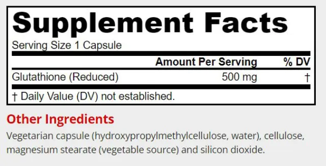Jarrow Formulas Glutathione Reduced 500 mg 60 Veg Capsules 2