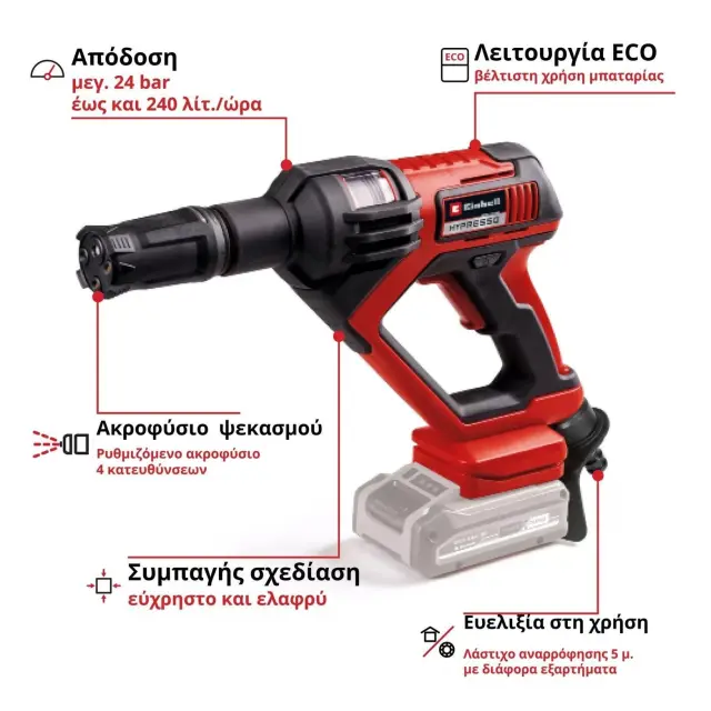 Einhell 4140135 - Ασύρματο πλυστικό μηχάνημα υψηλής πίεσης HYPRESSO 18/24-1 3