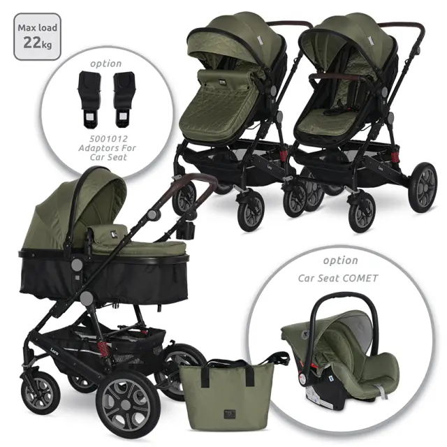 Lorelli Πολυμορφικό καρότσι "Lora" 2in1 Loden green Πράσινο