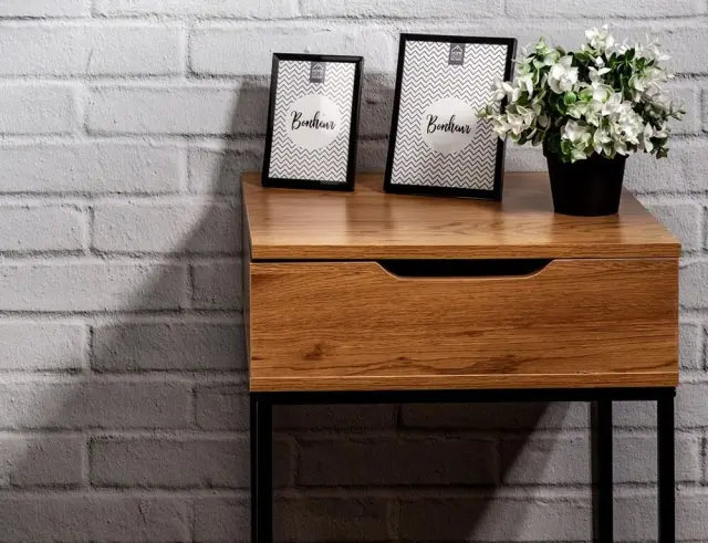 Κονσόλα Abbott Home Deco Factory με αποθηκευτικό χώρο, καθρέπτη και διαστάσεις 45x45x77cm - Aπόχρωση Ξύλου HD6730 3