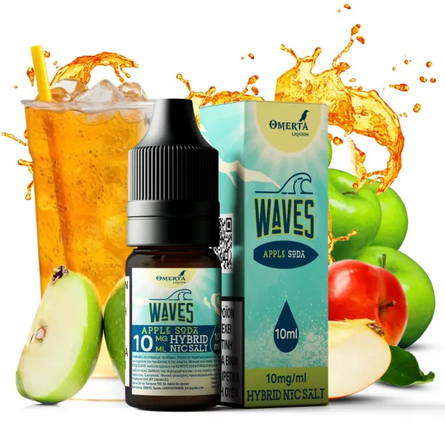Apple Soda 10ml Hybrid Nic Salt - Waves by Omerta 10mg