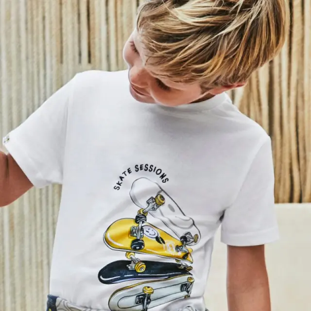 Mini 2 έως 10 ετών Μπλούζα skate Better Cotton λευκό - 6Ε