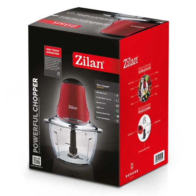 Zilan Πολυκόφτης-Multi 1L 200W με γυάλινο δοχείο και έξτρα καπάκι αποθήκευσης ZLN5619 3