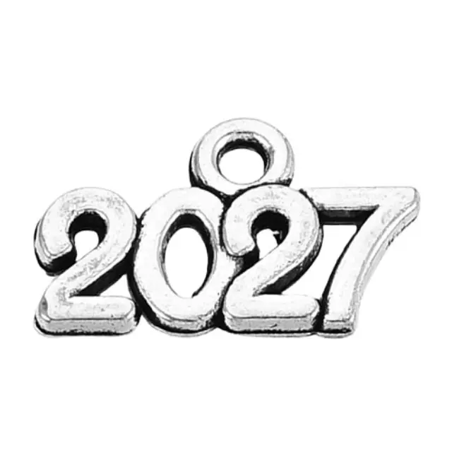 Μεταλλικό Γούρι 2027 14x9mm - Antique Silver Plated - 10τεμ