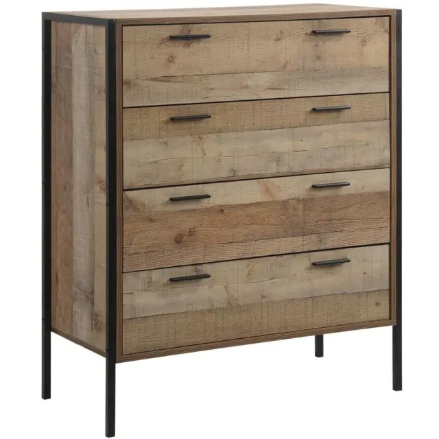Συρταριέρα PALLET-W 4 Συρτάρια Μαύρο/Antique Oak Μέταλλο/Ξύλο 84x40x100cm