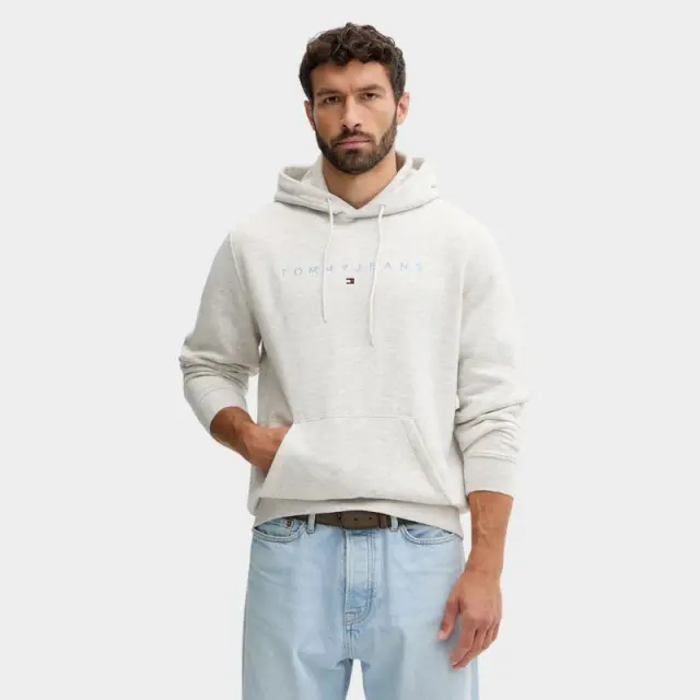 Tommy Hilfiger - Ανδρικό Φούτερ με Κουκούλα και Τσέπες DM0DM20746-P09 Γκρι Ανοιχτό - 2XL