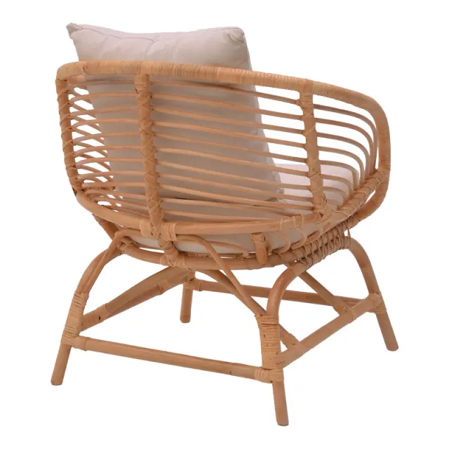 Πολυθρόνα Caxen pakoworld φυσικό rattan-λευκό μαξιλάρι 72x63x75εκ 2
