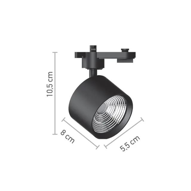InLight Σποτ Ράγας Μαύρο LED 10W 4000K D:5,5cmX10,5cm (T00502-BL) 2