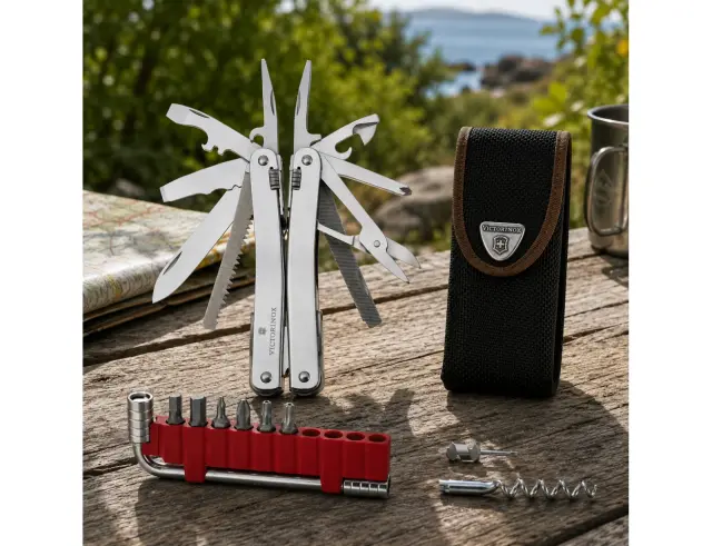 Ελβετικό Πολυεργαλείο Victorinox Tool Spirit X Plus με θήκη, 32 λειτουργίες και μήκος 10.5cm - Silver 3.0235.N