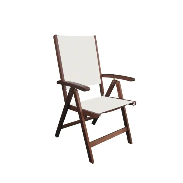Πολυθρόνα CRICKET 5-Θ Πτυσσόμενη Acacia/Textilene Άσπρο 58x70x105cm