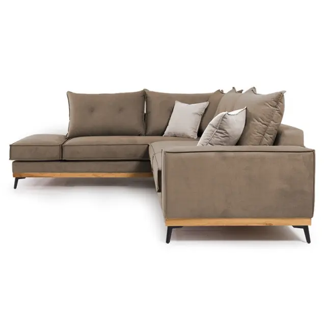 Γωνιακός καναπές δεξιά γωνία Luxury II pakoworld ύφασμα mocha-cream 290x235x95εκ 3