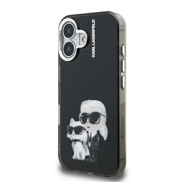 Karl Lagerfeld IML Aquarelle Karl and Choupette Case for iPhone 16 Black 2