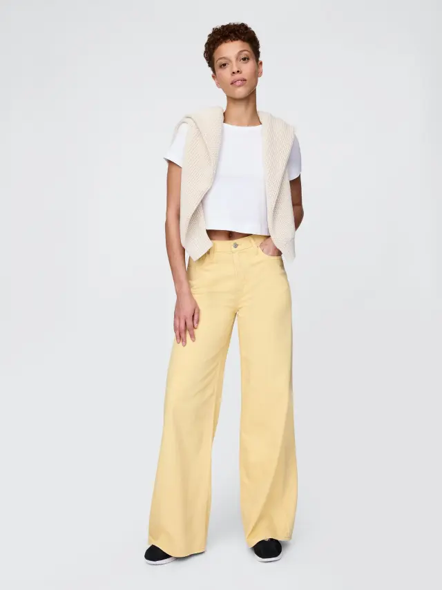 Mid Rise UltraSoft Baggy Τζιν Παντελόνι Straw yellow