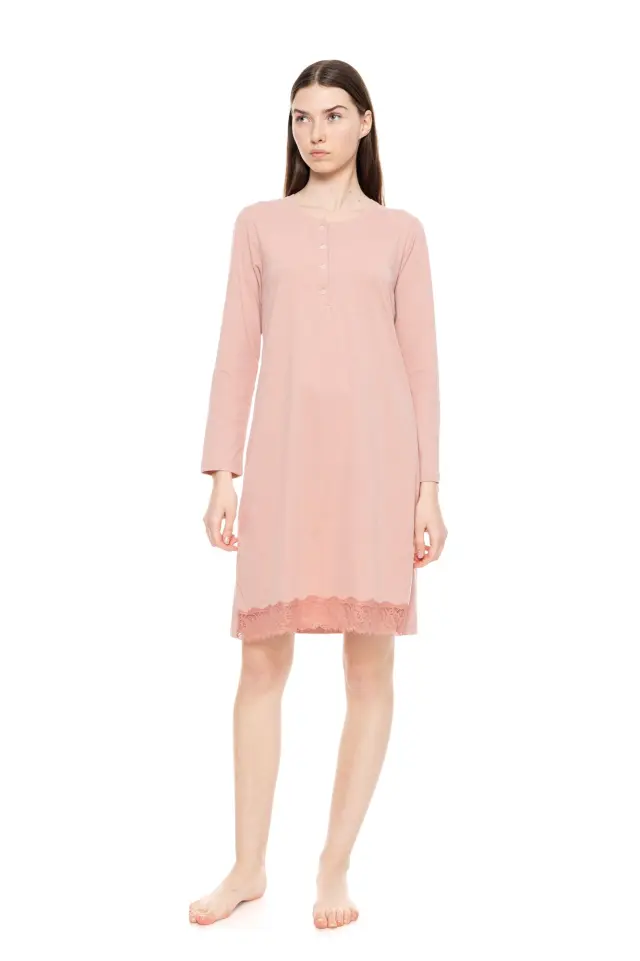 W1595 - Type - NIGHTGOWN SOLID PINK FLOWER
