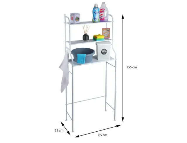 Επιδαπέδια ραφιέρα μπάνιου Bathroom Solutions μεταλλική, με 3 ράφια και διαστάσεις 65x25x155cm - Λευκό DD1000890 3