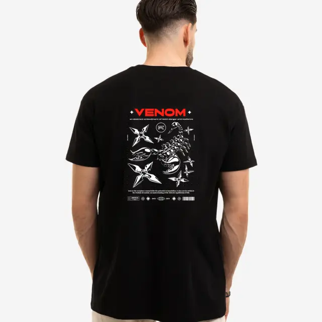 T-shirt Noshame® Μαύρο με τύπωμα Venom - 122515 - XXL