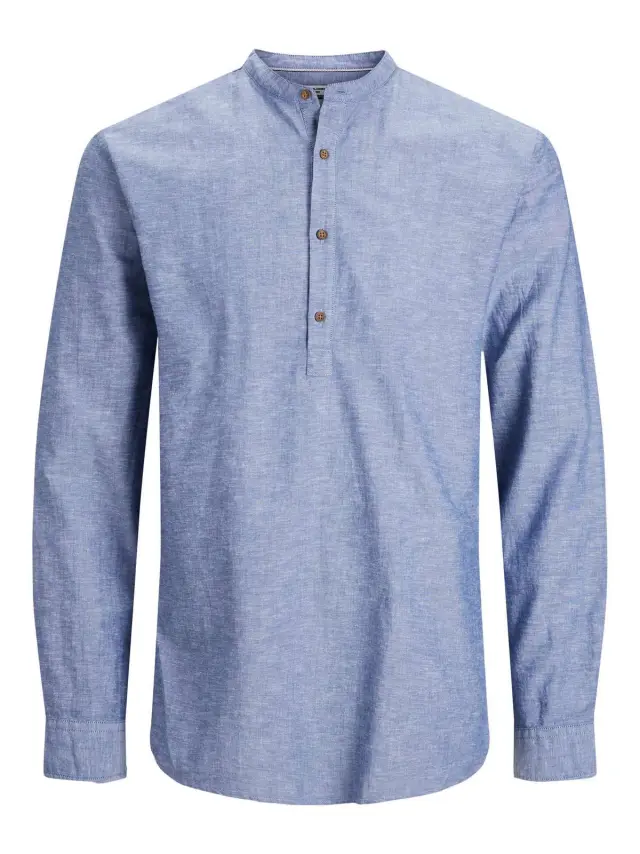 JPRBLASUMMER HALF PLACKET SHIRT L/S SN Faded Denim