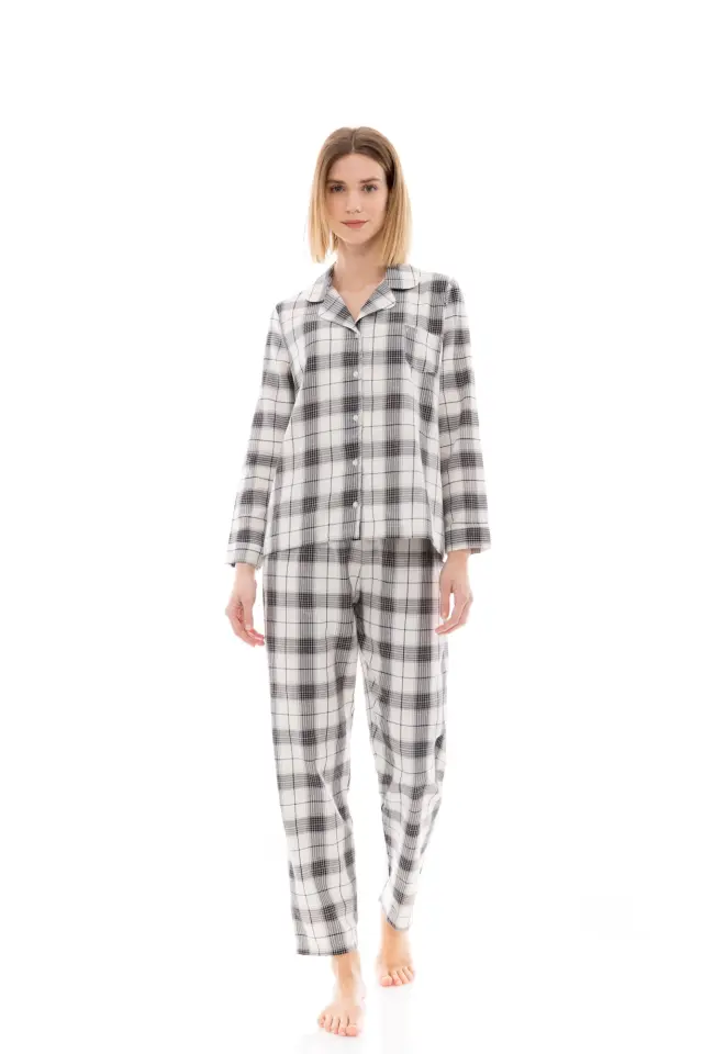 W1419 - Type - PYJAMA BUTTONED BEIGE -BLACK PLAID 2