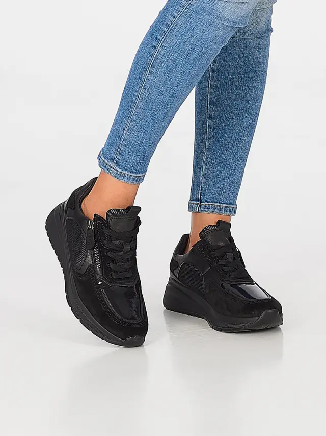 Gabor Sneakers Γυναικείο δέρμα/ύφασμα Μαύρο GAB/36598 37-SCHW/PURPLE - 36 2