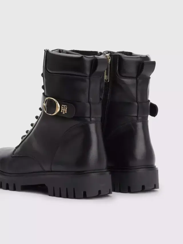 Tommy Hilfiger - Δερμάτινα Γυναικεία Αρβυλάκια Buckle Lace Up Boot FW0FW06734-BDS Μαύρα 3