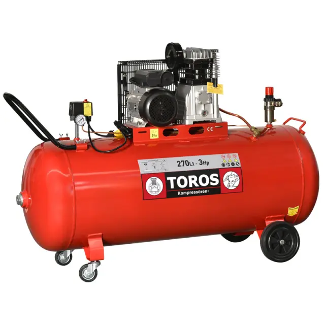 TOROS Αεροσυμπιεστής 270L 3HP 230V/50Hz με Ιμάντα (602041)