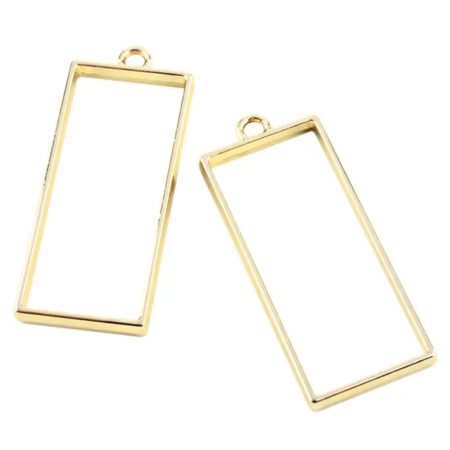 Μεταλλικό Κρεμαστό Open Back - Rectangle - 49x20x3.5mm - Golden - 4τεμ