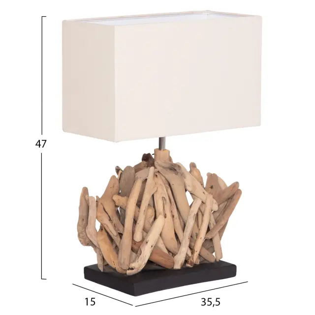 Επιτραπέζιο ορθογώνιο φωτιστικό Twiggy Driftwood & λευκό καπέλο 35.5x15x47 εκ. 2