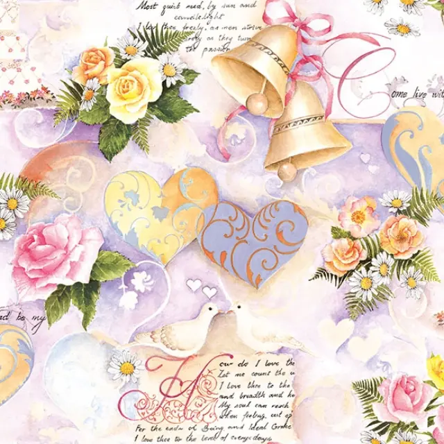 Χαρτοπετσέτα για decoupage, 1τεμ, Wedding Bells Rose