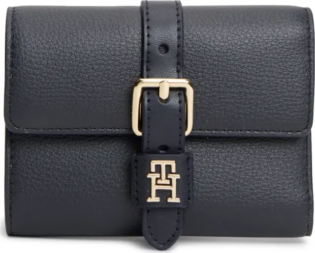 Tommy Hilfiger Γυναικείο Μικρό Πορτοφόλι TH Buckle Trifold Μπλε Σκούρο
