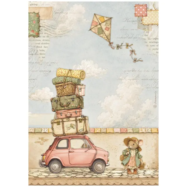 Ριζόχαρτο ντεκουπάζ Stamperia 21x29cm A4, Cozy Family, Αυτοκίνητο