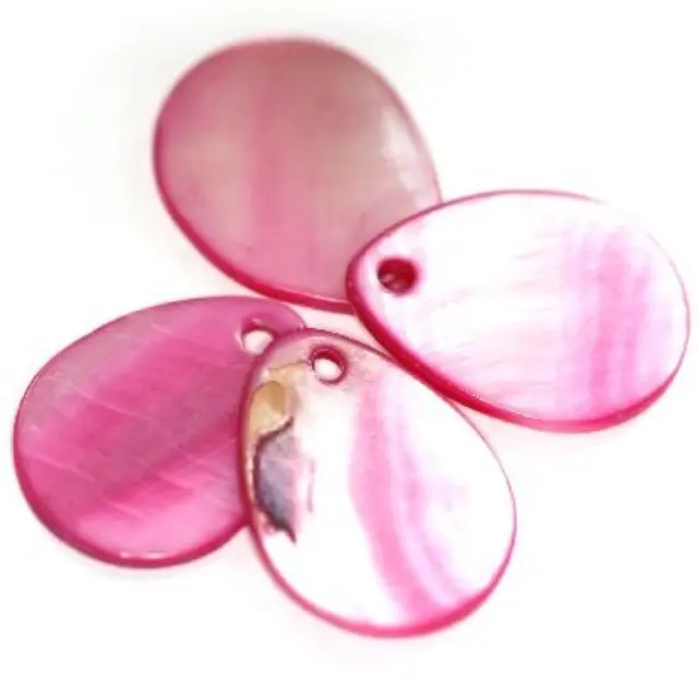 Mother of Pearl Δάκρυ Πλακέ Pink 15x20mm - 10τεμ