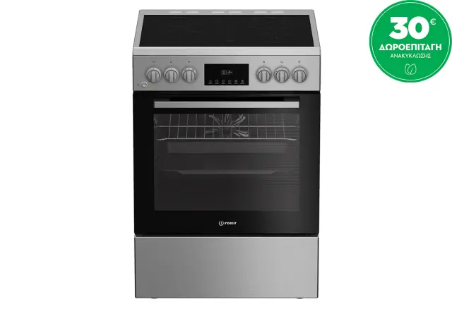 Indesit I6V8LMX Κουζίνα 66lt με Κεραμικές Εστίες Π60εκ. Inox