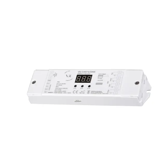DMX Controller Dimmable DMX512 decoder 12-36VDC 240-720W 4 κανάλια 5A Άσπρο