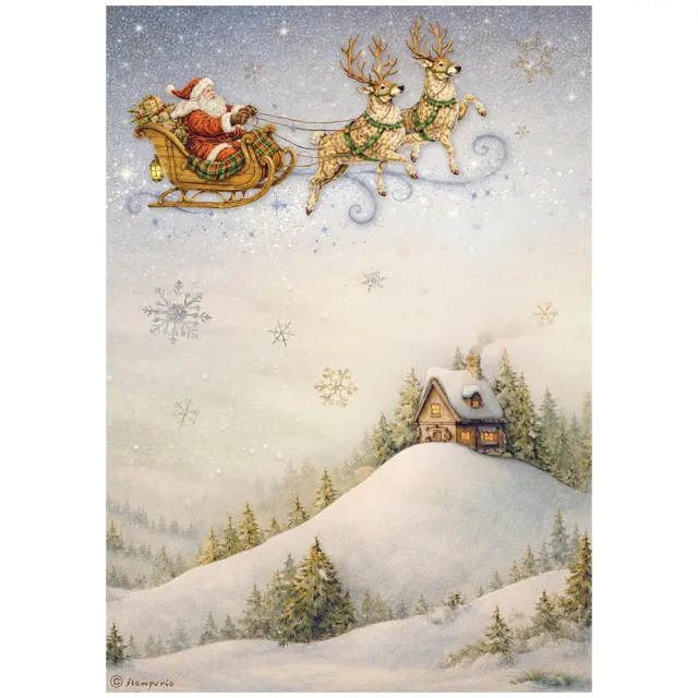 Ριζόχαρτο ντεκουπάζ Stamperia 21x29cm A4, SIlent Night, Το έλκηθρο του Άι Βασίλη