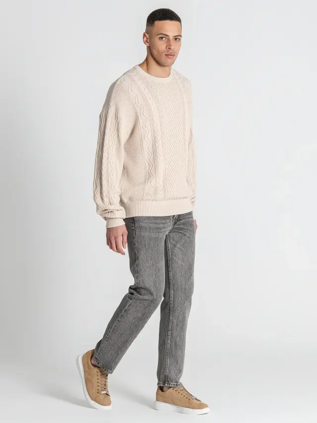 Gianni Kavanagh Ανδρικό CABLE Πλεκτό – Beige - XL 2
