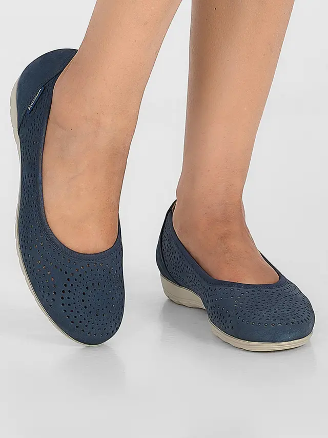 Mephisto Μπαλαρίνες Γυναικείο δέρμα Nubuck Μπλέ MEP/ELSIE PERF JEANS 2
