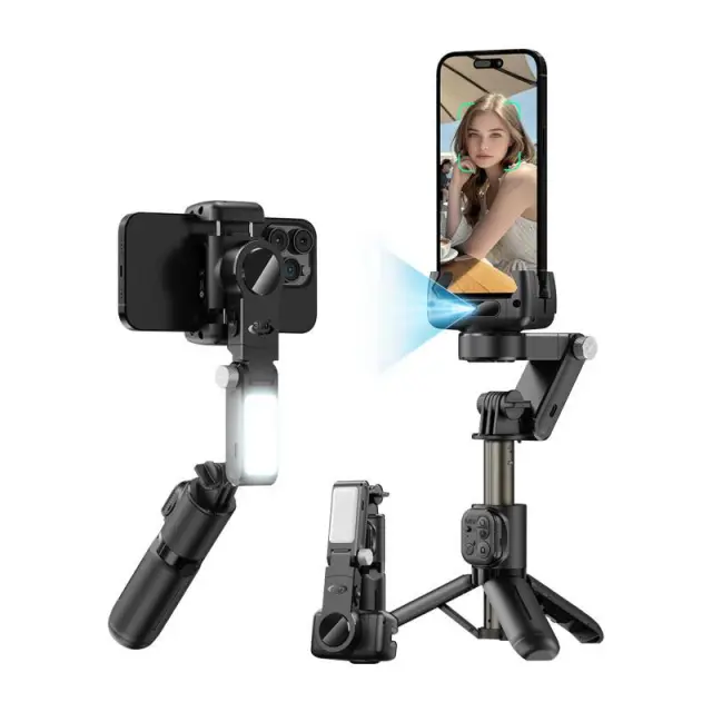 Gimbal & Τρίποδο Devia Q19 με AI Tracking για Smartphones Πλάτους 37 έως 90mm Ultra1 Μαύρο N69946