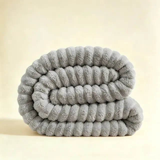 Κουβέρτα Καναπέ 100x150 Faux Rabbit Fur Melinen Persa Elephant 100% Πολυέστερ 2
